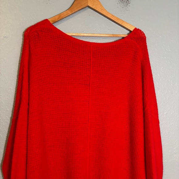 Free People All Mine‎ Oversized V Neck Knit Sweater Red Size XS Boho Fall - Picture 9 of 11